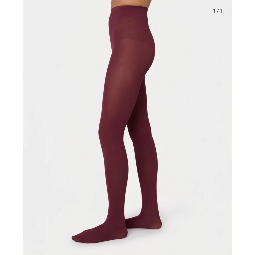 Swedish Stockings Olivia Premium Tights Bordeaux 60 Denier Recycled Large NIB